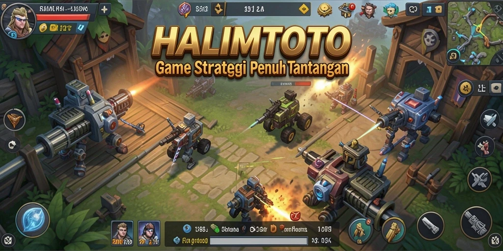 Tampilan gameplay strategi HALIMTOTO yang mendebarkan dan penuh aksi.