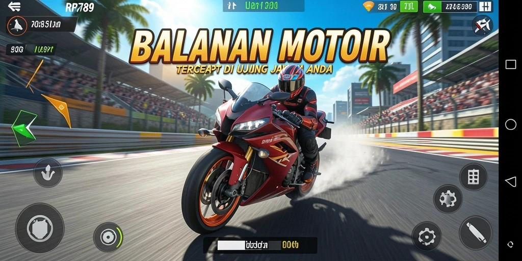 Tampilan menakjubkan dari gameplay balapan motor yang seru.