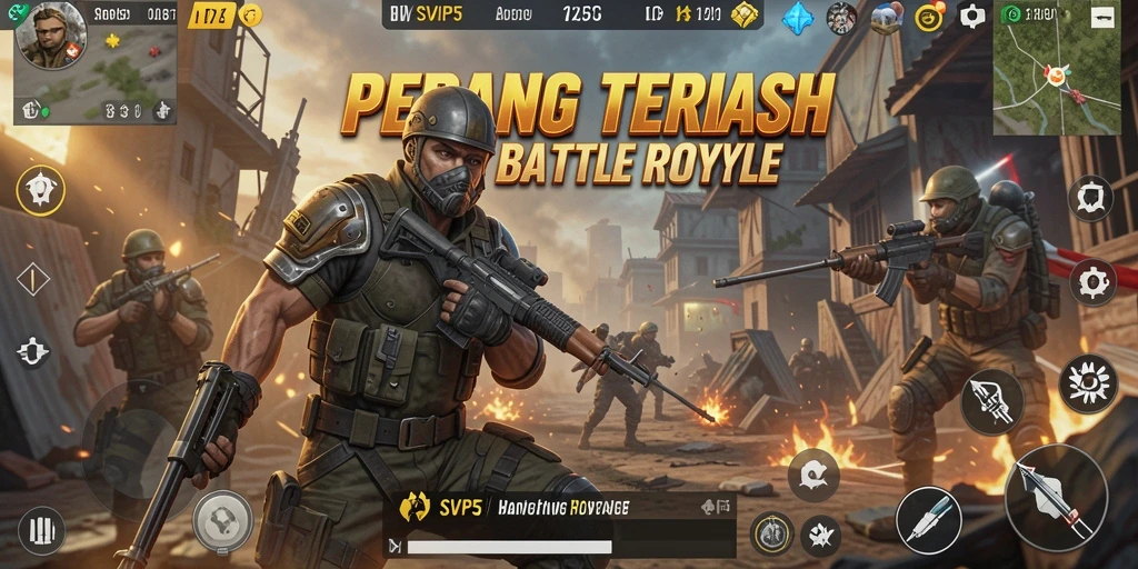 Screenshot gameplay Battle Royale SVIP5 yang menegangkan